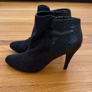 Express Black Suede and Textured Ankle Boots
